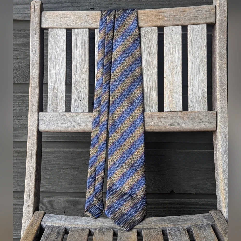 Missoni Cravatte 100% Silk Tie Blue Colorful Made in Italy
